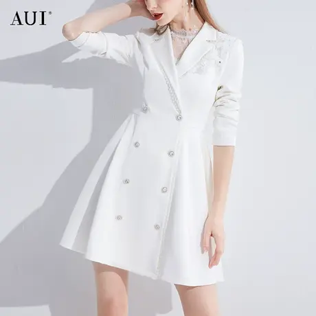 AUI名媛高级感白色西装外套2023女春新款气质女神范小个子西服裙商品大图