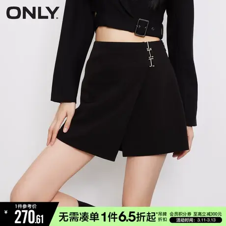 ONLY春季休闲纯色A字高腰显瘦短款休闲裤女|123115016图片