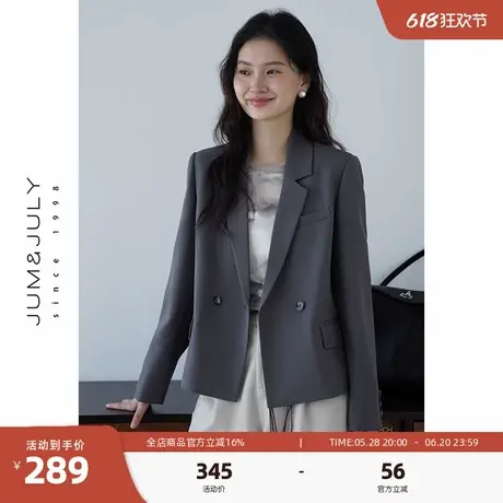 嘉茱莉通勤休闲西装外套女2025新款小个子短款西服上衣垫肩西装图片