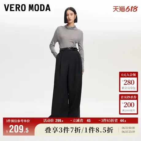 Vero Moda奥莱休闲裤子女冬季新款中腰宽松直筒捏褶通勤气质流行图片