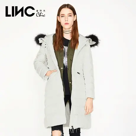 断码清仓LINC金羽杰羽绒服女2023反季连帽毛领长款加厚女款羽绒服图片