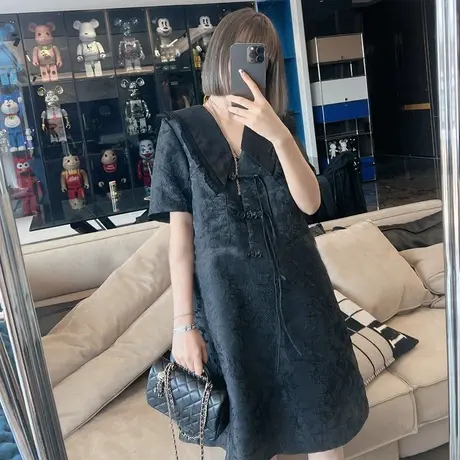 爵莱菲2025春夏新款法式复古提花遮腹肉绝美裙子连衣裙女大码胖mm图片