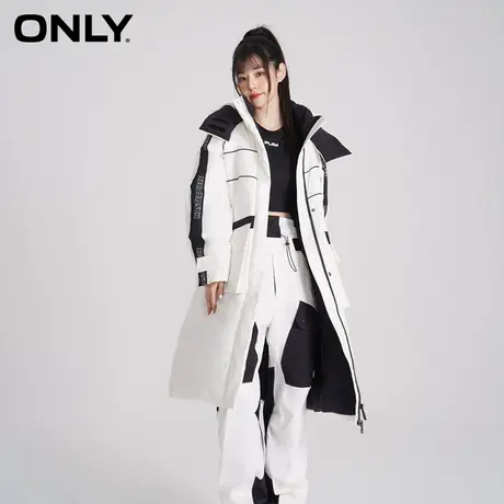 ONLY冬季90白鸭绒保暖休闲连帽中长款羽绒服女|122412031图片