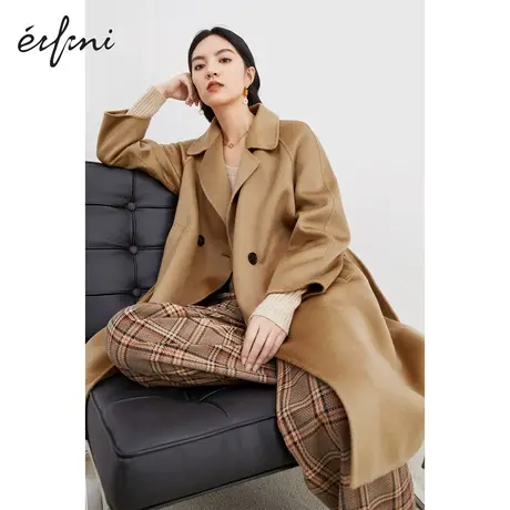 伊芙丽毛呢外套女2020冬季新款韩版长款气质中长款双面羊绒大衣女图片