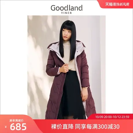 音儿美地女装2022冬季新款加厚中长款连帽白鸭绒羽绒服图片