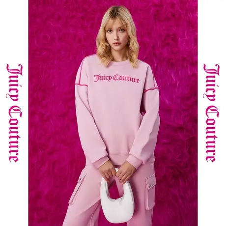 Juicy Couture橘滋23秋冬款绣花撞色出芽外套上衣女式品牌卫衣图片