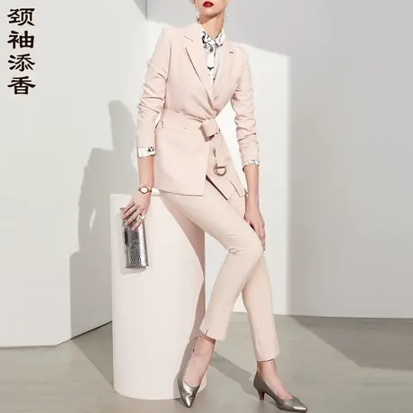 颈袖添香职业套装女小西装长裤时尚气质长袖总裁商务轻熟正装高级图片