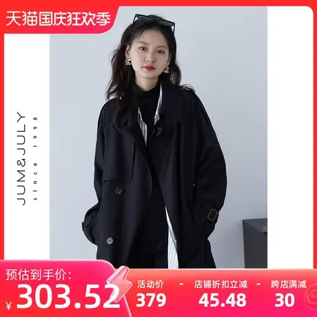 嘉茱莉2023秋季新款小个子短款风衣外套女高级感英伦风休闲外套图片