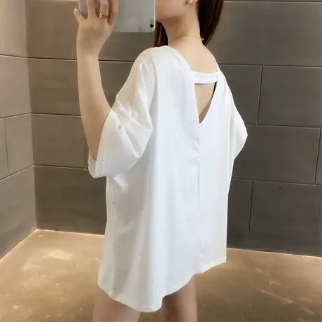 女装2024年新款春季春装纯棉短袖T恤宽松上衣服设计感打底衫爆款图片