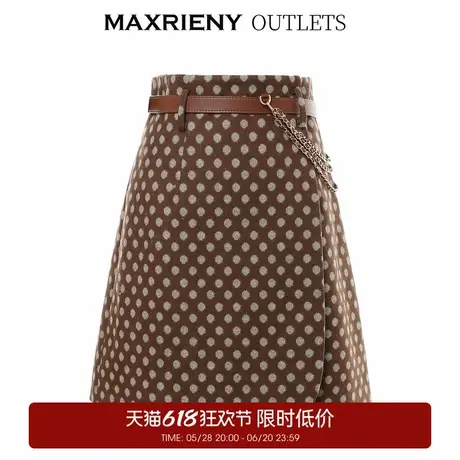 【奥莱】MAXRIENY波点短裙冬季复古半身裙洋气A字裙图片