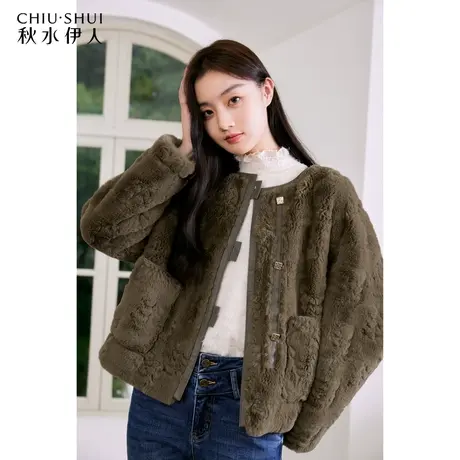秋水伊人软糯毛绒感仿皮草厚外套2023冬新款女小个子百搭短款上衣图片