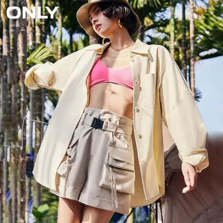 ONLY2024春季新款新款高腰阔腿工装风短裤休闲裤女|124115002图片