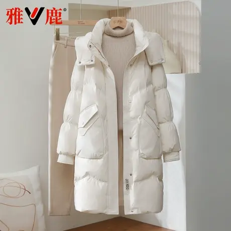 雅鹿正品2024新款羽绒服女中长款帽可拆宽松显瘦百搭洋气加厚外套图片