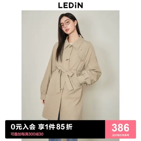 乐町休闲风衣2023春季新款气质卡其色大衣薄外套中长款图片
