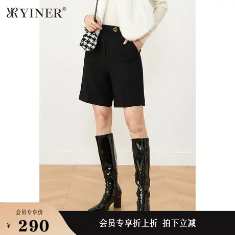 YINER音儿女装秋季宽松百搭高腰短休闲裤图片