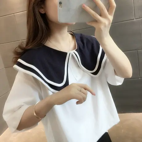 女装2024年新款春季春装纯棉短袖T恤宽松上衣服设计感打底衫爆款图片