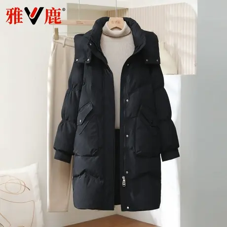雅鹿正品2024年新款羽绒服女中长帽可拆简约洋气加厚宽松显瘦外套图片