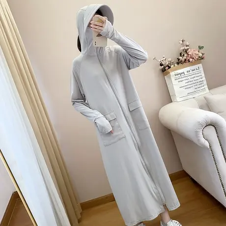 中长款防晒衣女夏季防紫外线薄款户外全防护冰丝透气全身防晒服图片