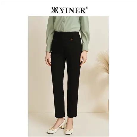 YINER音儿女装冬季法式优雅通勤显瘦直筒裤休闲裤弹力长裤图片