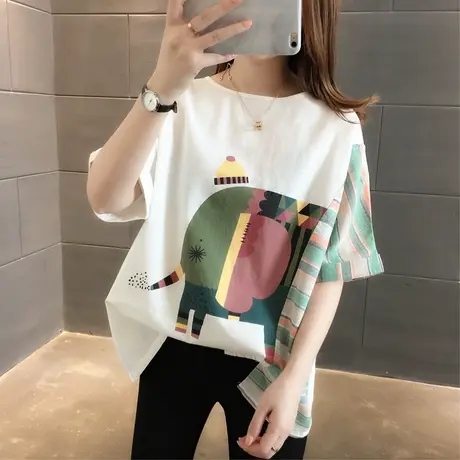女装2024年新款春季春装纯棉短袖T恤宽松上衣服设计感打底衫爆款图片