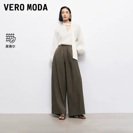 Vero Moda休闲裤2025秋季新款含莱赛尔褶皱松紧腰阔腿裤3253PL004图片