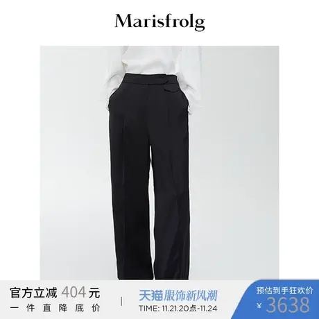 【质感休闲系列】玛丝菲尔休闲裤春季新款黑色宽松阔腿休闲裤图片