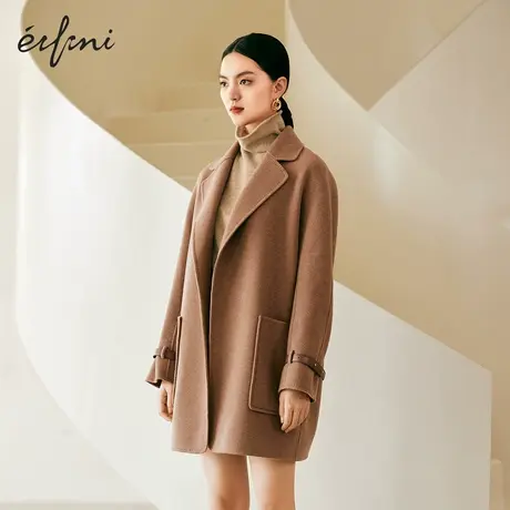 【商场同款】伊芙丽毛呢外套女短款小个子双面羊毛大衣1CA470151图片