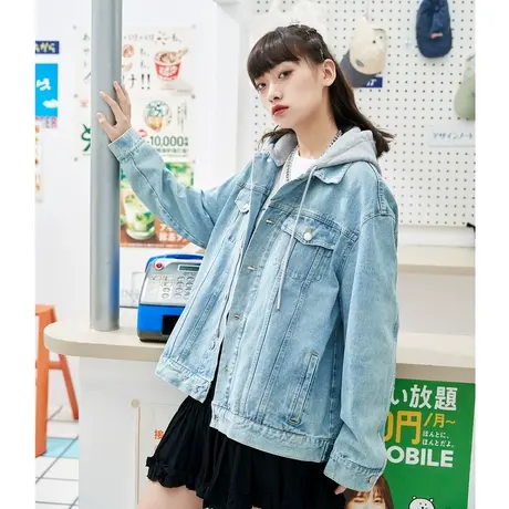唐狮2023秋季新款连帽牛仔外套女ins潮小众超好看休闲上衣KVS图片