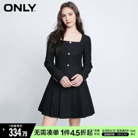 ONLY冬季时尚气质通勤风方领长袖短款连衣裙女|123107081图片