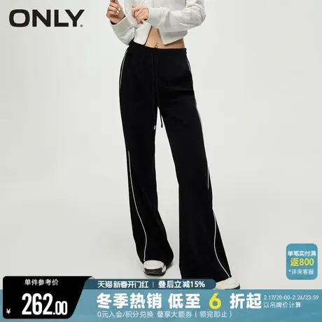 ONLY2024春季新款时尚百搭高腰显瘦撞色微喇休闲裤女|123414055图片