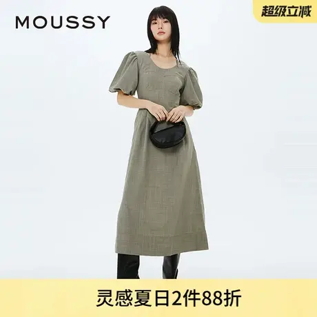 MOUSSY 夏季法式优雅甜美泡泡袖系带连衣裙010HS233-0141图片