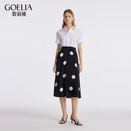 【】歌莉娅夏季新品16姆米真丝波点A摆半裙1C4L2B210图片