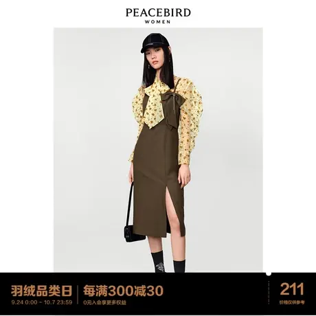 太平鸟时尚2022秋冬季新款斯文蝴蝶结连衣裙A1FAC1208图片