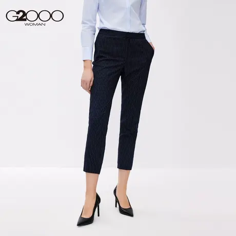 【直播秒杀】G2000女装修身西装裤条纹职业正装西裤通勤九分西裤图片