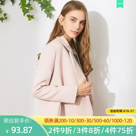 秋水伊人2019秋冬新款潮流西装领长袖双排扣中长大衣女外套I134图片