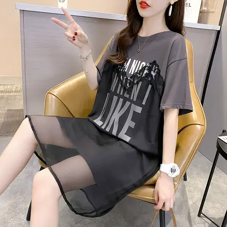 纯棉短袖T恤女装宽松2024年新款春季洋气中长款设计感打底衫爆款图片