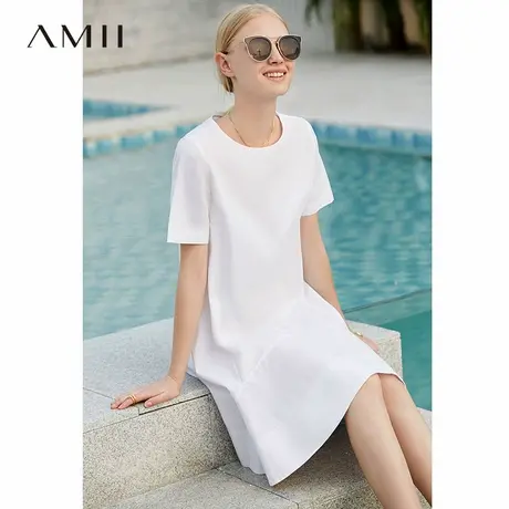 Amii极简小清新宽松连衣2025夏装新款不规则蛋糕裙气质小裙子女图片