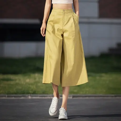 冰丝阔腿裤女夏季薄款2023新款高腰垂感亚麻裤子女休闲七分裤裙裤图片
