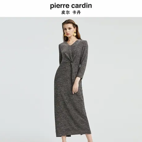 【皮尔卡丹女装】茶歇裙礼服不规则连衣裙 群摆收腰圆领显瘦正品图片