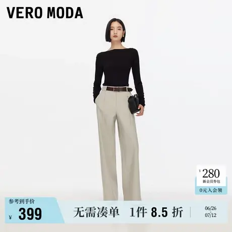 6.27上新Vero Moda休闲裤女2025夏秋新款撞色腰带纯色百搭直筒裤图片