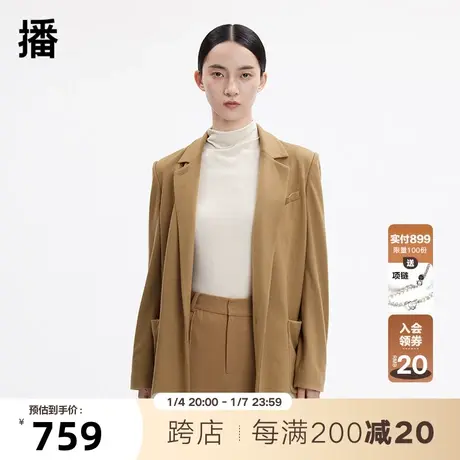 【清仓】播春季新款设计感小众利落戗驳领简洁方口袋西服BDP4XD04图片
