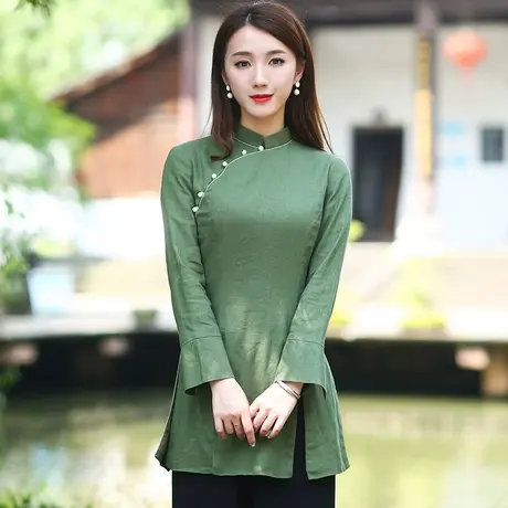 中式唐装上衣改良旗袍汉服茶服女禅意文艺修行居士服民族风女装图片