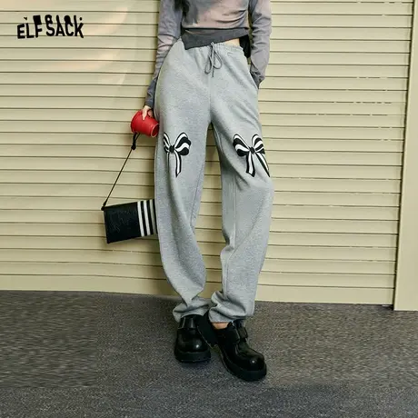 妖精的口袋蝴蝶印花香蕉裤运动裤女2024年早春新款松弛感显瘦裤子图片