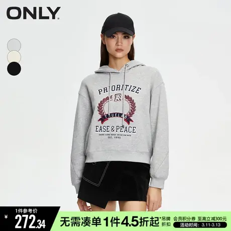 ONLY冬季运动风连帽字母印花宽松卫衣女|12349S014图片