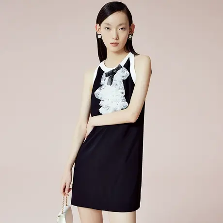 COCOON商场同款气质裙子2022夏新款女装性感气质挂脖吊带连衣裙图片