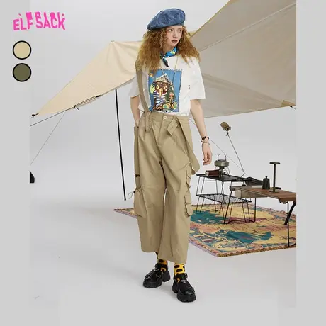 妖精的口袋可拆卸背带裤女2023秋季新款九分裤宽松阔腿休闲裤子潮图片