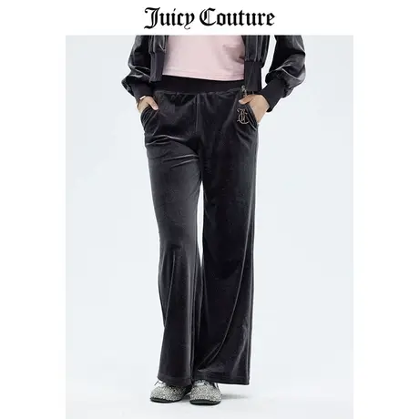 Juicy Couture橘滋休闲裤女秋冬新款美式高腰直筒阔腿天鹅绒长裤图片