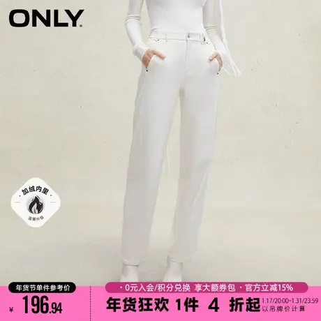 ONLY2023秋季新款时尚百搭加绒高腰直筒长裤休闲裤女|123414032图片