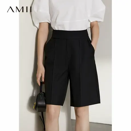 Amii2025夏季新款西装短裤休闲裤五分裤直筒裤女高腰西裤职业中裤图片