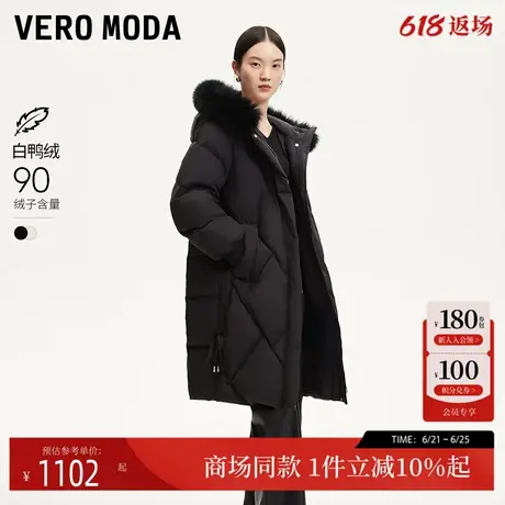Vero Moda羽绒服24冬新款90绒可拆狐毛皮领长款羽绒服324412023图片